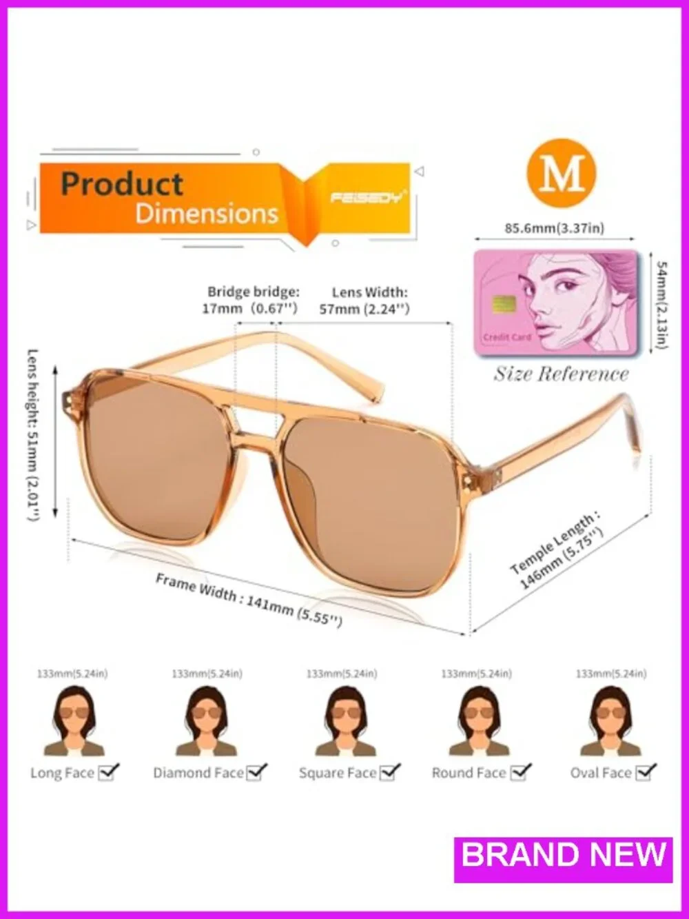 Retro Square Aviator Sunglasses UV400 Protection Plastic Frame Trendy